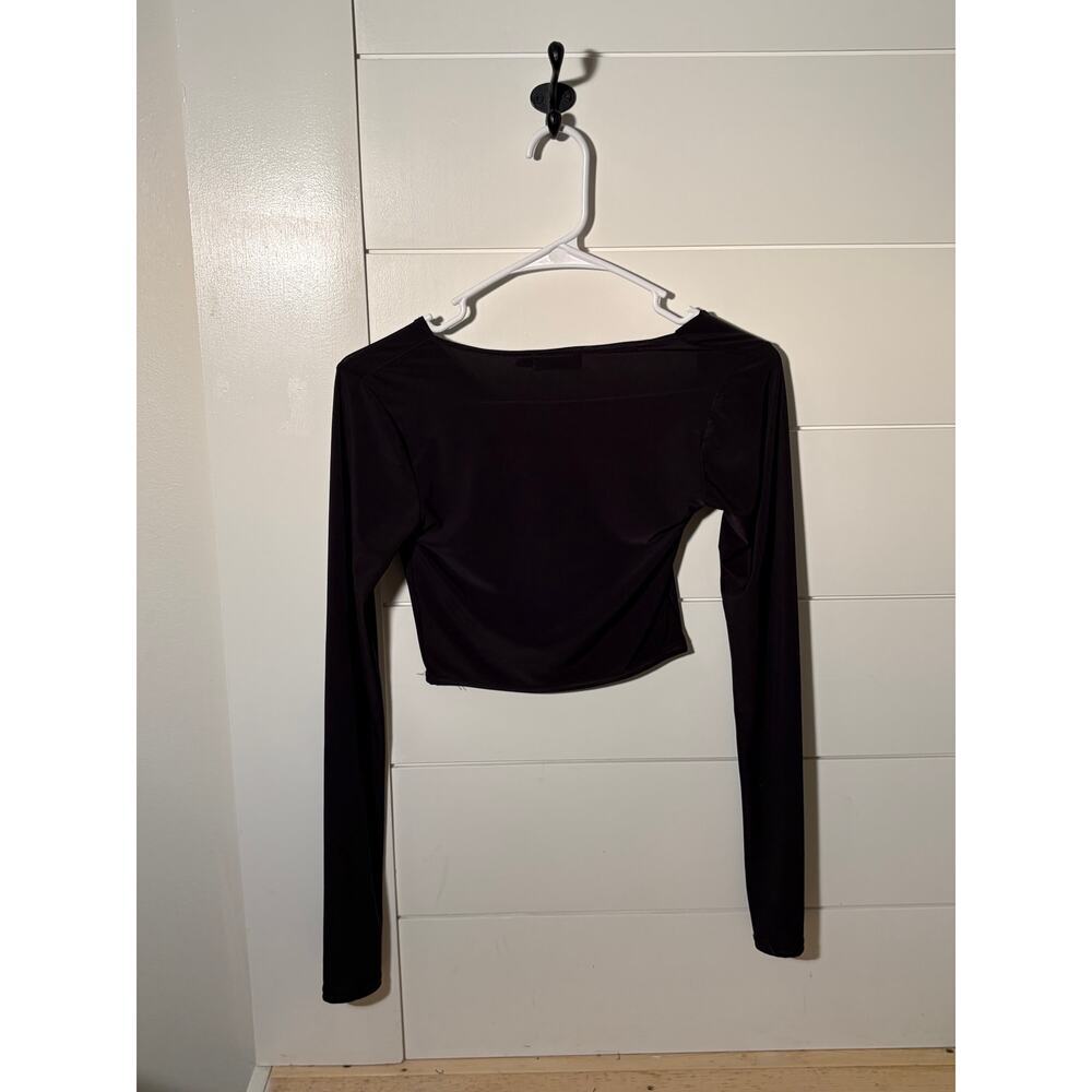 PrettyLittleThing Black Long-Sleeved Crop Top Women's Size S - Picture 3 of 5
